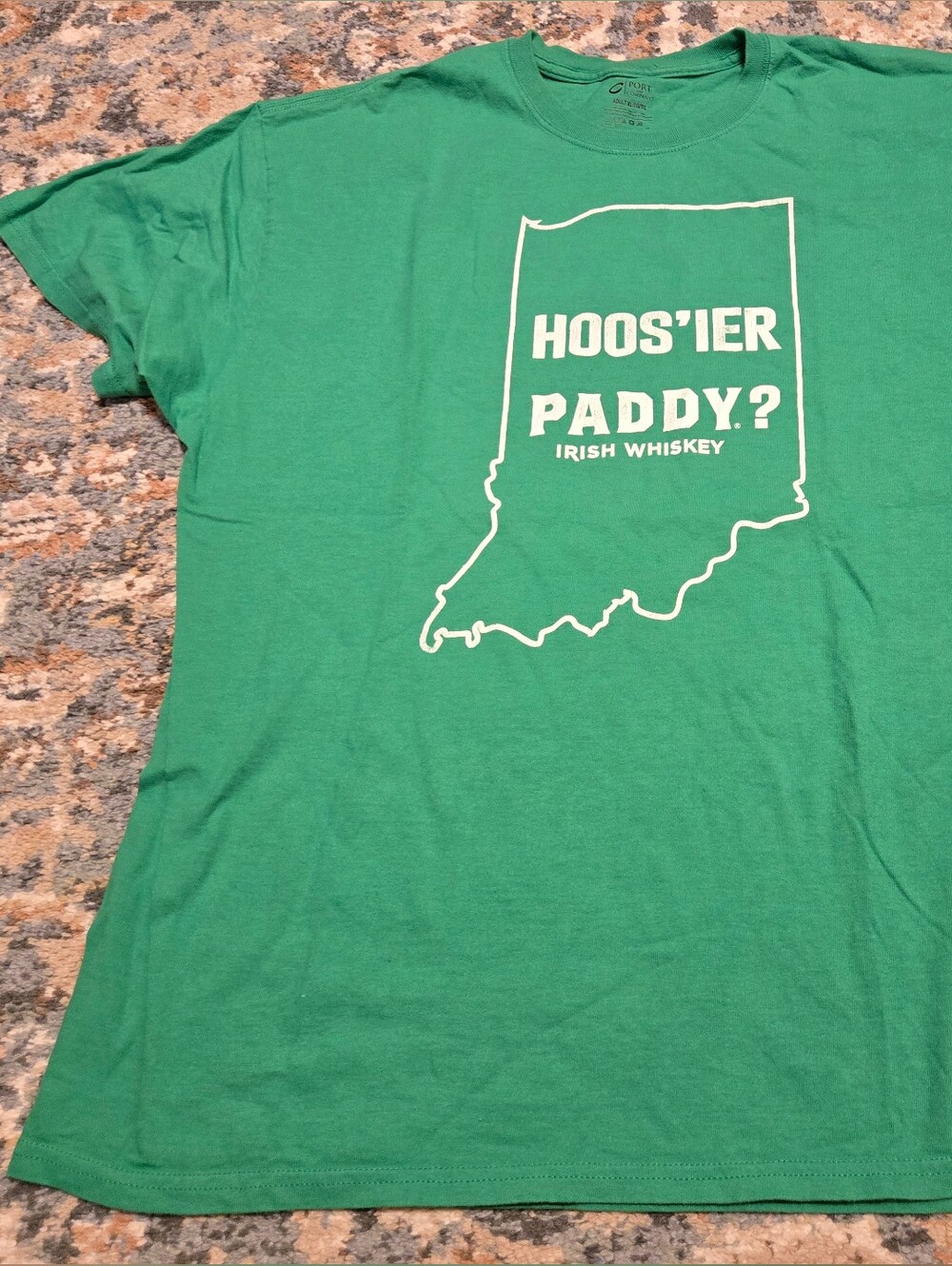 Men's Humor Green Graphic 'Hoosier Paddy?' Irish Whiskey T-Shirt Size XL